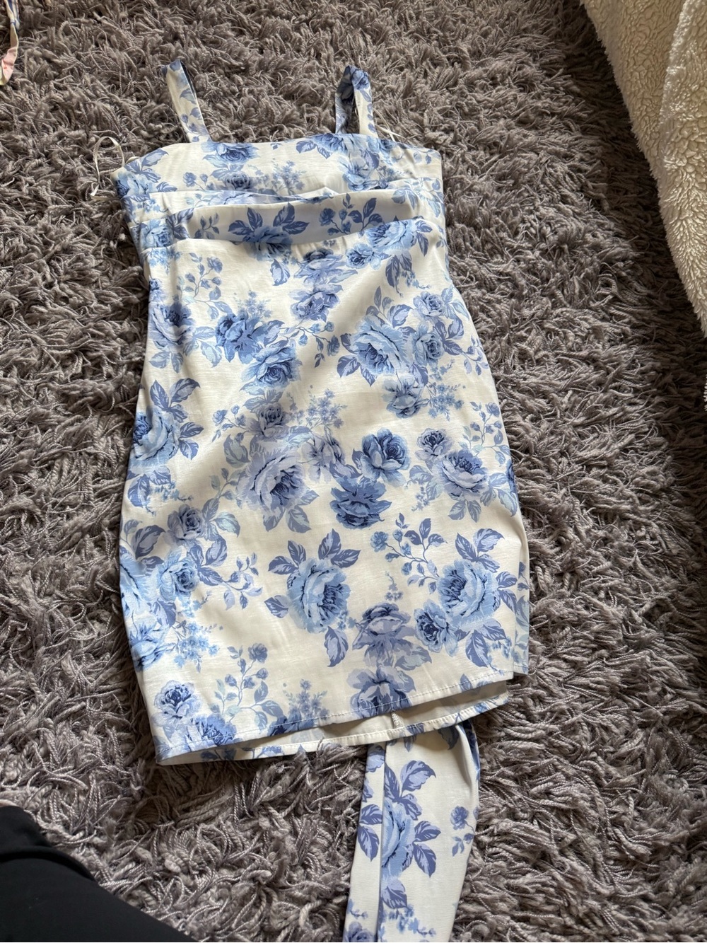 Blue Floral Strappy Mini Dress for Kids